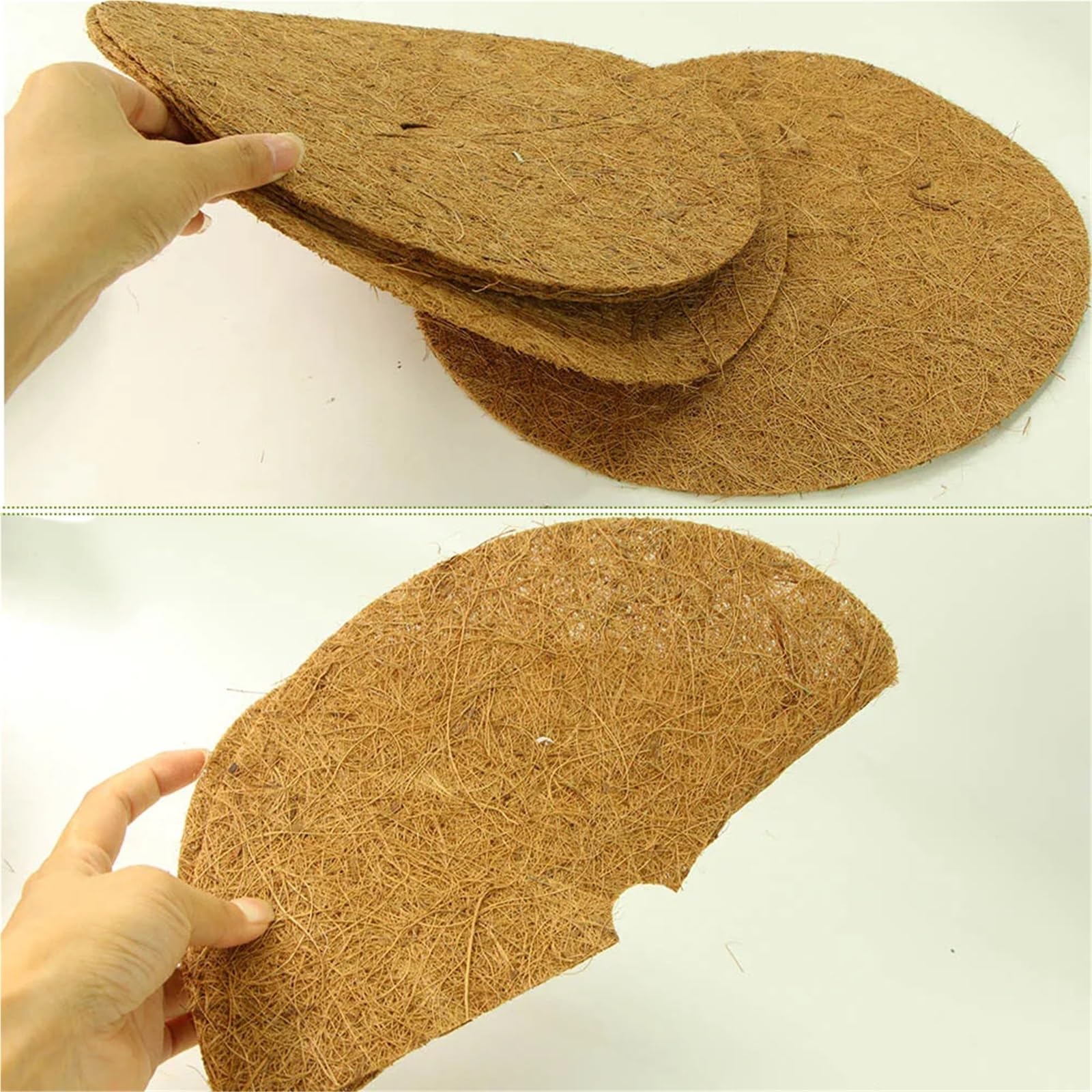 Kokosmatte 30/35/40/45 cm, 3,0 mm Dicke, Kokosfaser-Baummulchring, runder organischer Unkrautschutz, Abdeckung for Blumentöpfe und Pflanzen(35cm-10PCS)