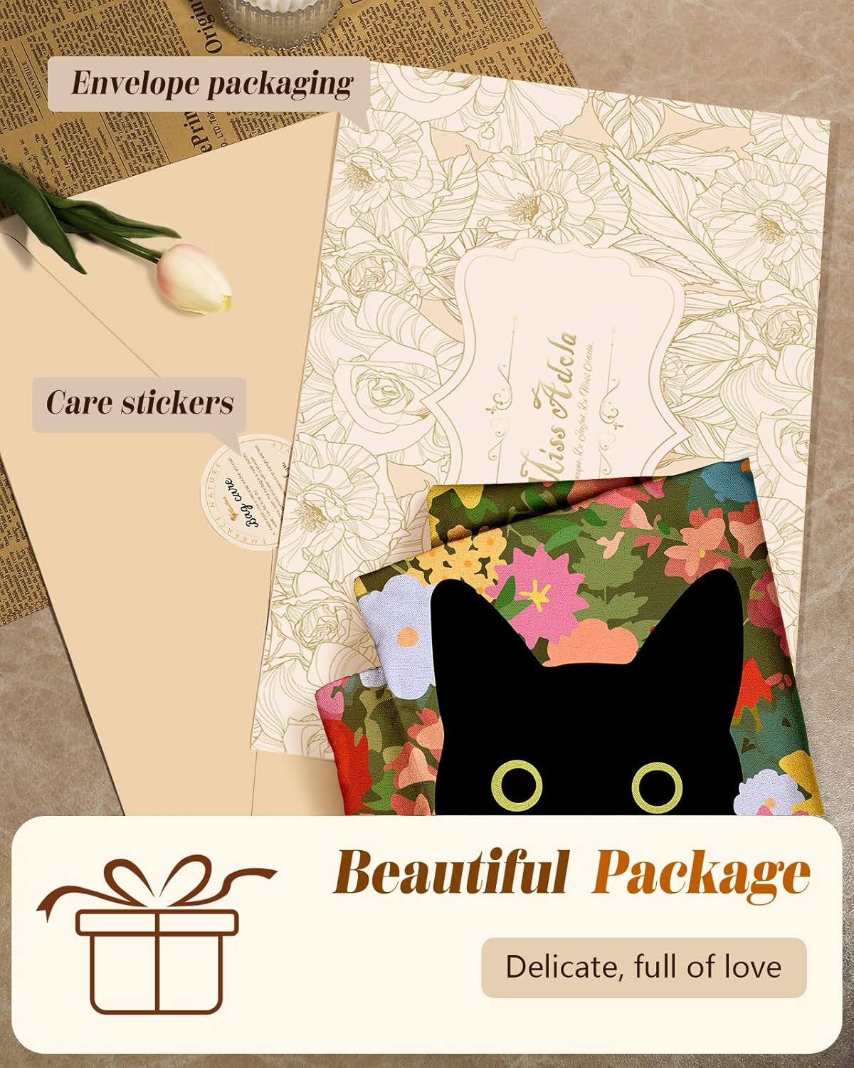 Cloth Tote Bag for Women - Reusable Tote with Pocket & Buckle Cute Retro Design Ladies Cotton Printed Shoulder Bag - Image 5