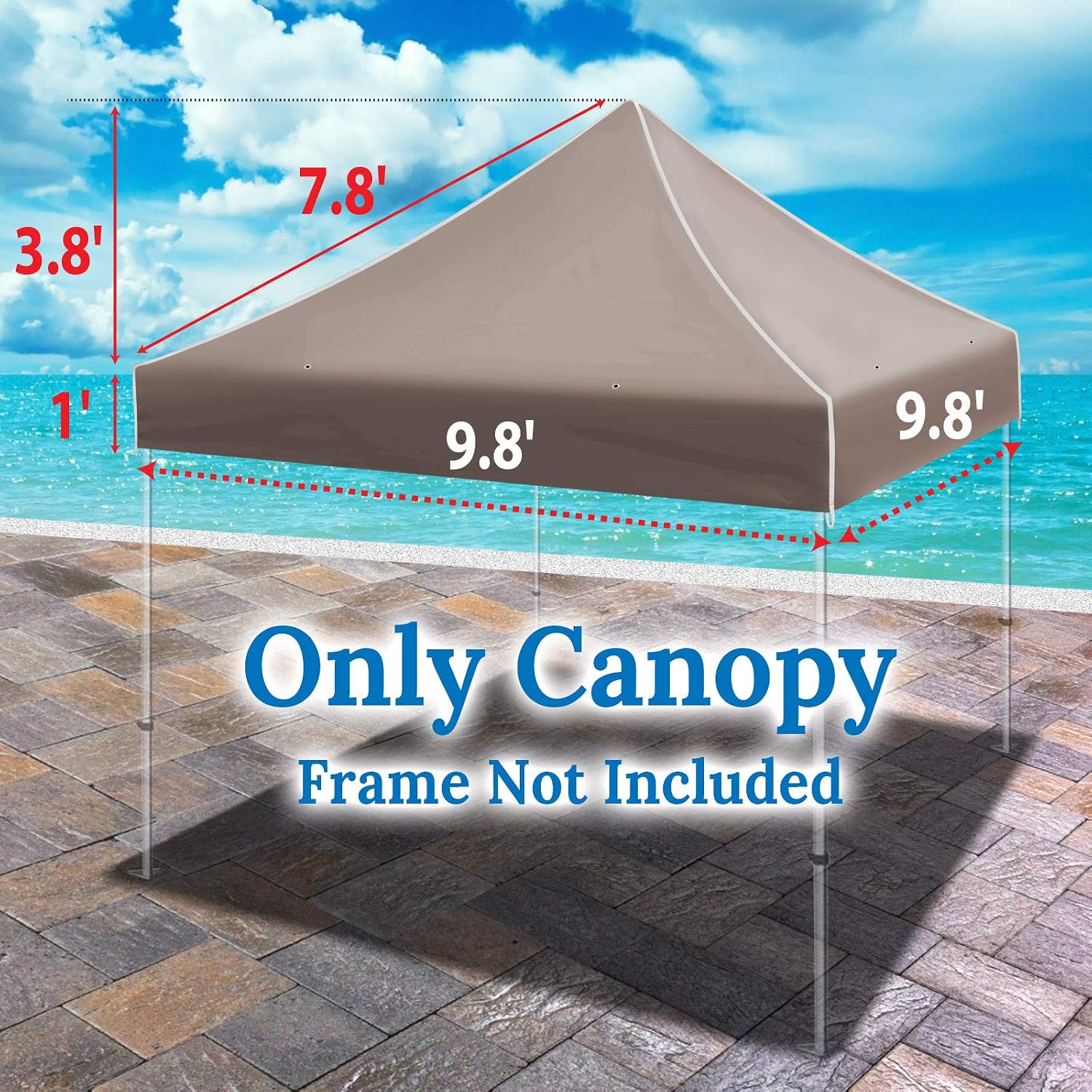 Ez pop Up Instant Canopy 10'X10' Replacement Top Gazebo EZ Canopy Cover Patio Pavilion Sunshade Polyester-Taupe