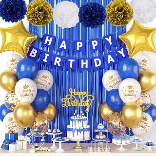 Royal Blue and Gold Birthday Balloons