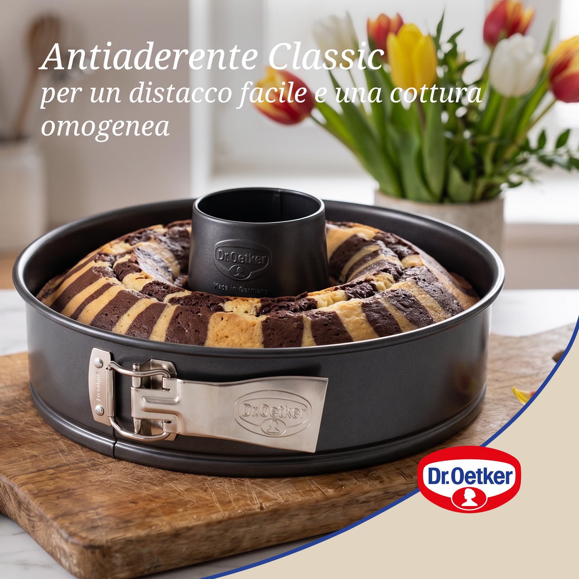 Dr. Oetker Dr.Oetker Tortiera apribile 2 Fondi ø24 cm, Tradition Rivestimento Antiaderente (Colore: Nero), quantità: 1 Pezzo, Alluminio, 24 cm