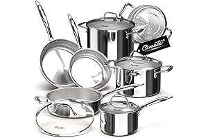 Tri-Ply Stainless Steel Cookware Set - Upgraded Version