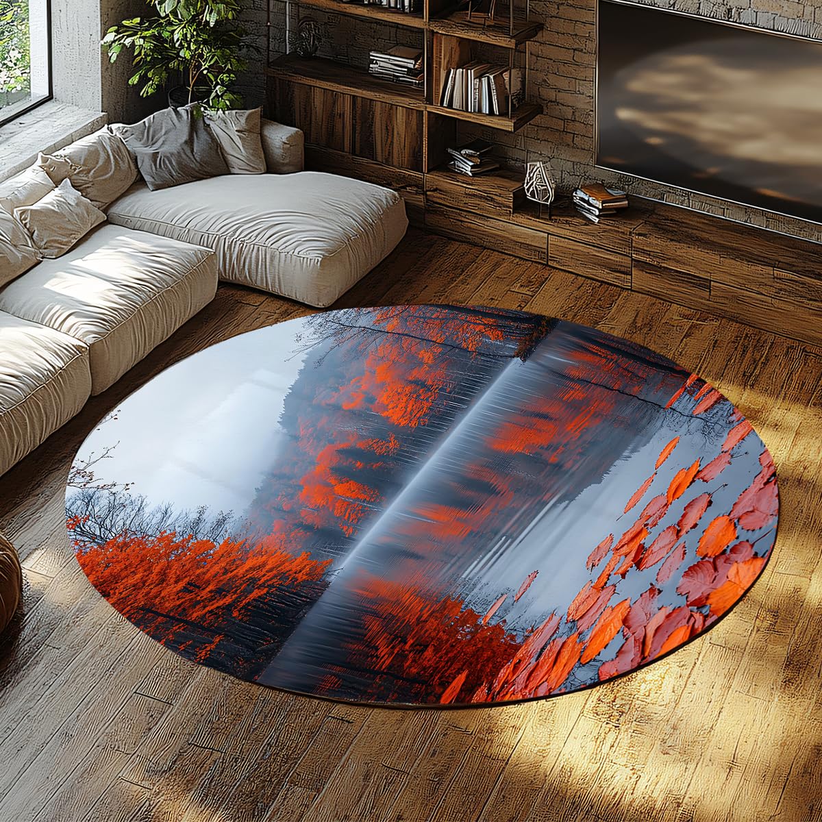 Tapis de sol d'intérieur érable rouge pour créer un coin lecture au salon
