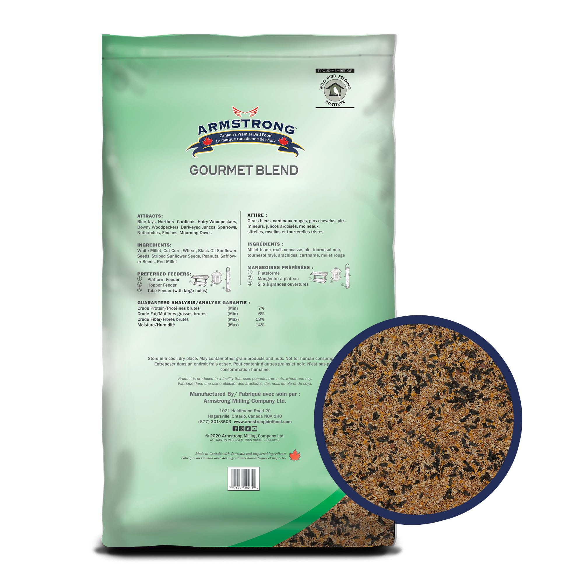Armstrong Bird Food Gourmet Blend, 33 Pounds - with White & Red Millet, Cut Corn, Wheat, Black Oil Sunflower, Striped Sunflower, Peanuts & Safflower for Blue Jays and Northern Cardinals