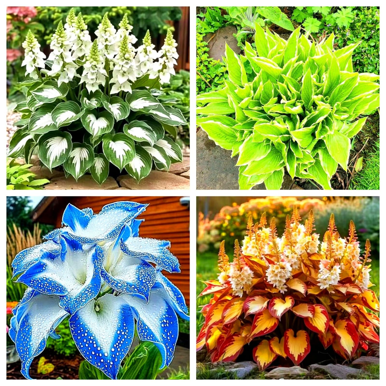 Hosta Bulbs, Cold-Resistant, Easy to Care for,Strong Plants That Grow Well/Mix Golden Jade Carving Feels Perfect-4bulbs-H
