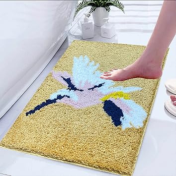 Roseate Bird Super Soft (40x60 cm) Microfibre 2000 GSM Bath Mat Super Absorbent Anti-Skid Door Mats for Home/Bathroom Mat/Bedroom/Kitchen/Floor Mat (Beige) Pack of 1
