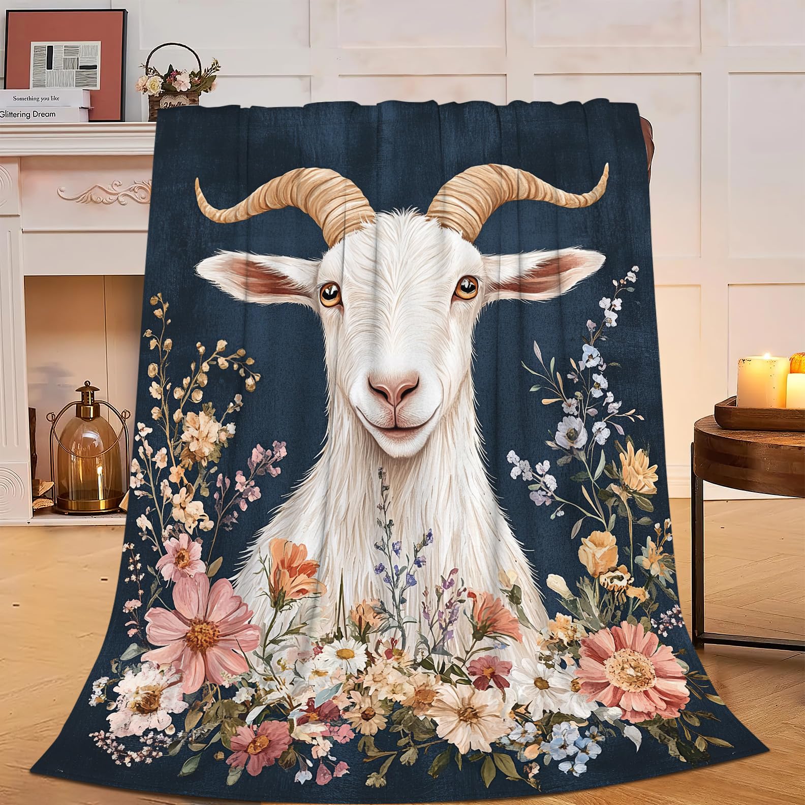 Mecowcm Cute Goat Blanket Farmhouse Sheep Goat Fleece Throw Blankets Fuzzy Plush Super Soft Cozy Warm Goats Decor Blanket Gifts for Boys Girls Kids Adult Men Women 40"x50" โ image 1
