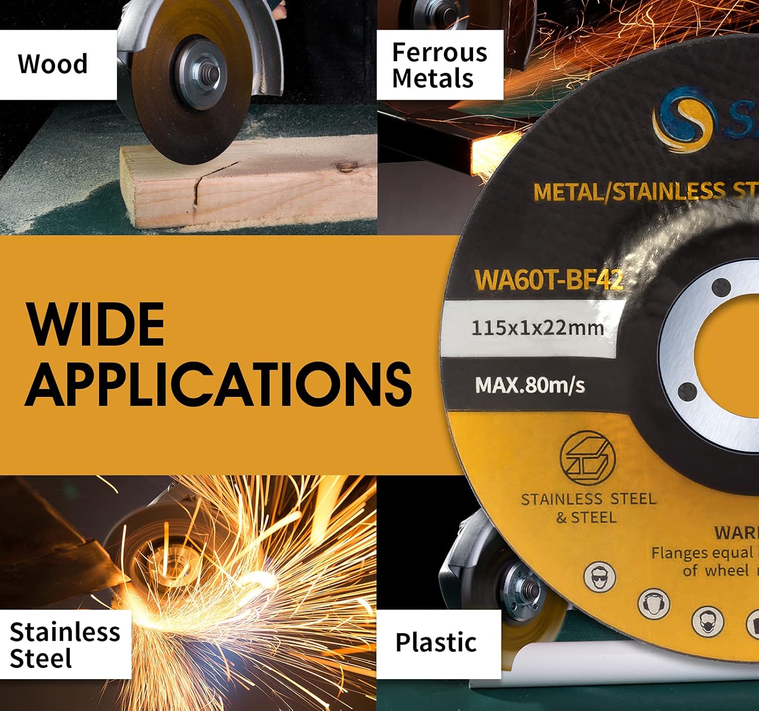 S SATC 25PCS 4 1/2 Cut Off Wheel Grinder Blades 4-1/2" x .045 x 7/8" Cutting Disc Cutting Wheel Die Grinder Cut Off Blades Fits Angle Grinder Air Tool