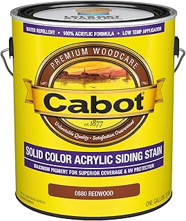 Cabot 140.0000880.007 Solid Color Acrylic Siding Stain, 1 gal, Redwood
