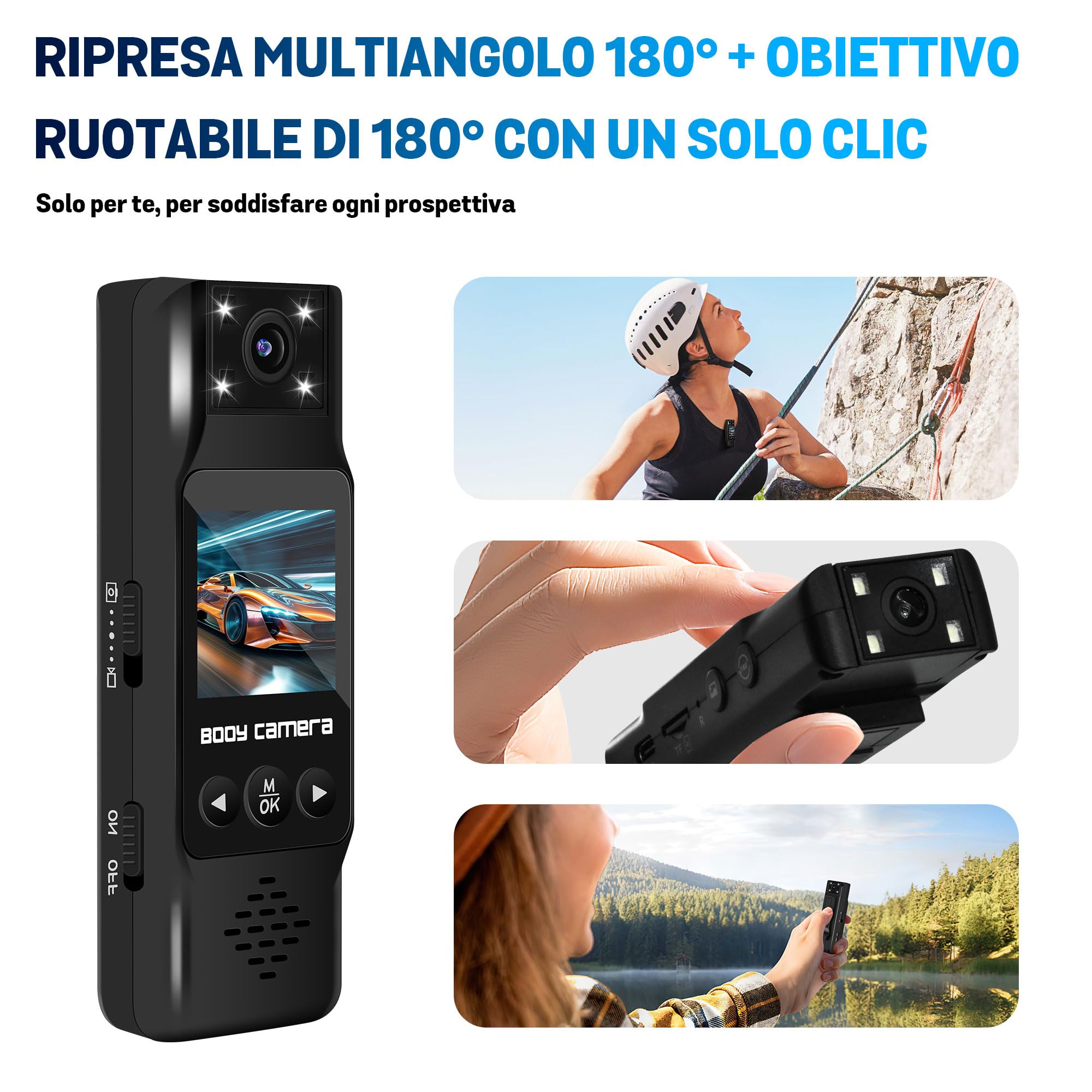 NinjaCam Body Cam politie, 4K mini-camera, dashcam voor politie, groothoek, waterdichte camera, externe kaart, nachtzicht, geschikt voor outdoorsporten