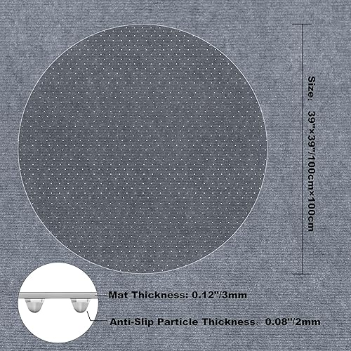 Miniatura 6 de Tapete para silla de oficina para alfombra, 39 x 39 pulgadas, tapete redondo para silla de juegos con partículas antideslizantes, protector de suelo
