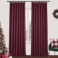 Vista 4 de SHINELAND Cortinas opacas de arándano borgoña de 102 pulgadas de largo, juego de 2 paneles para puerta corrediza de cristal, sala de estar, cortinas