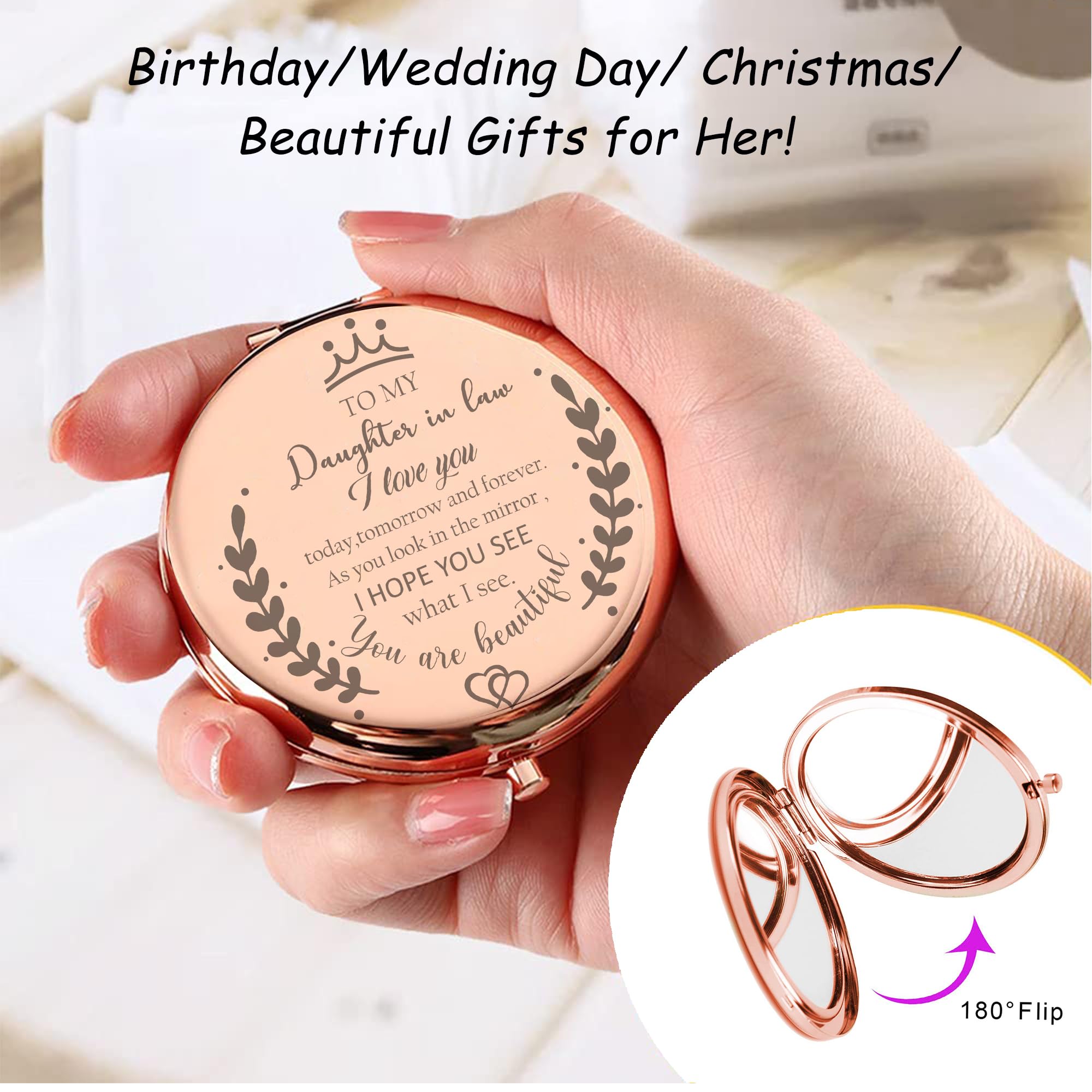 Soulpetals Daughter in Law Gifts Compact Mirror for Daughter in Law Gifts from Mother in Law for Wedding Day Birthday Christmas