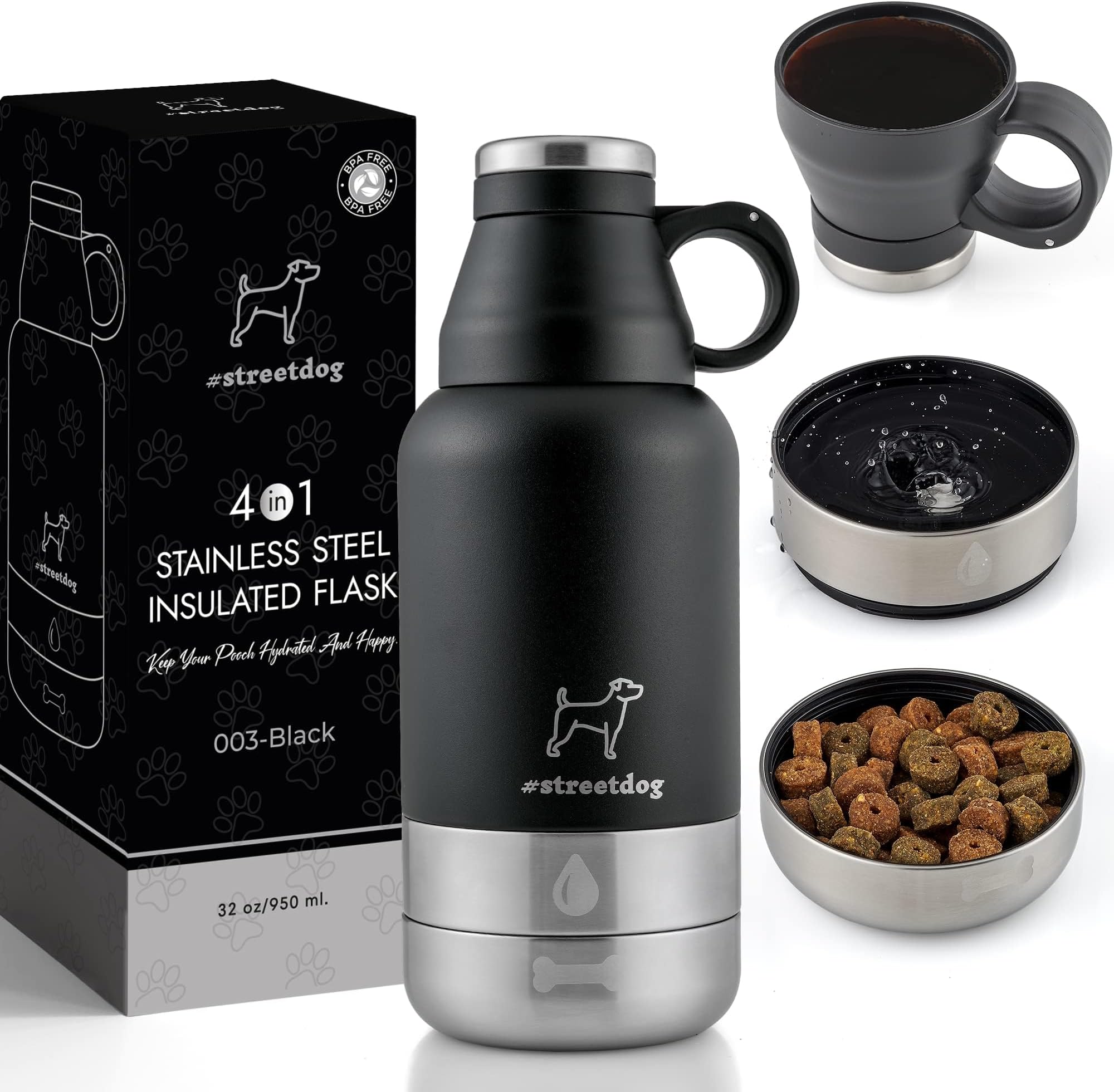 Hundetrinkflasche 400ml Edelstahl - Auslaufsichere Tränke Für Unterwegs