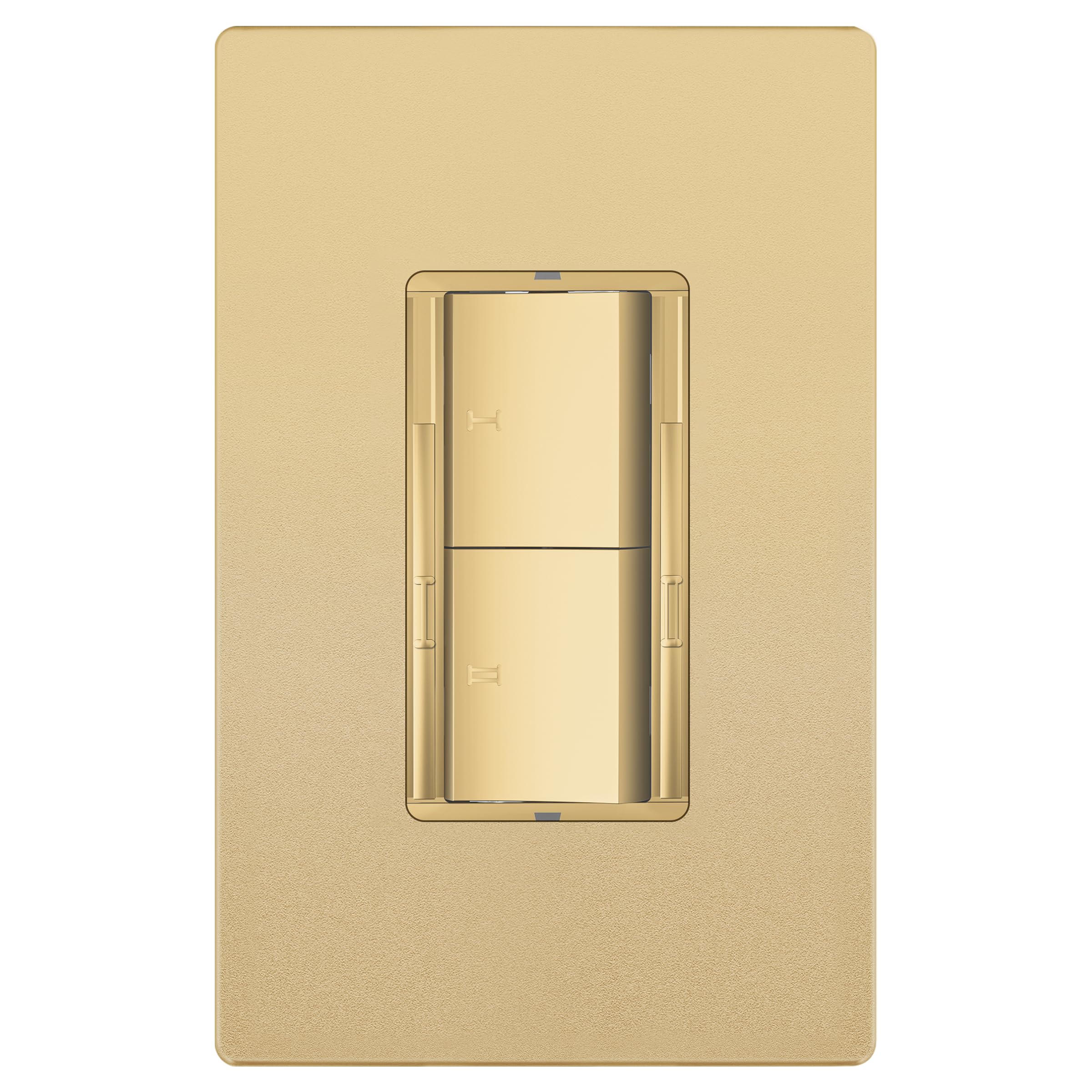 LIDER Dual Rocker Light Switch and Slide LED Dimmer, Combination Light Switch and Dimmer, 1-Pole, No Neutral Required, Wall Plate Included, UL Listed, Thermoplastic, Matte Gold, 1-Pack