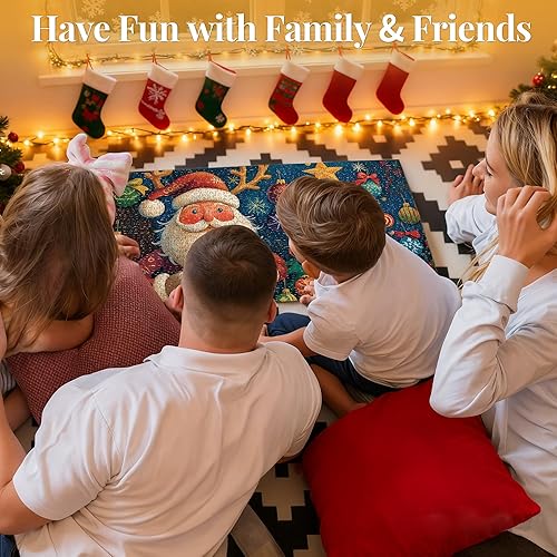 Miniatura 8 de Rompecabezas para adultos de 1000 piezas, rompecabezas de Papá Noel, juego divertido desafiante con familiares y amigos