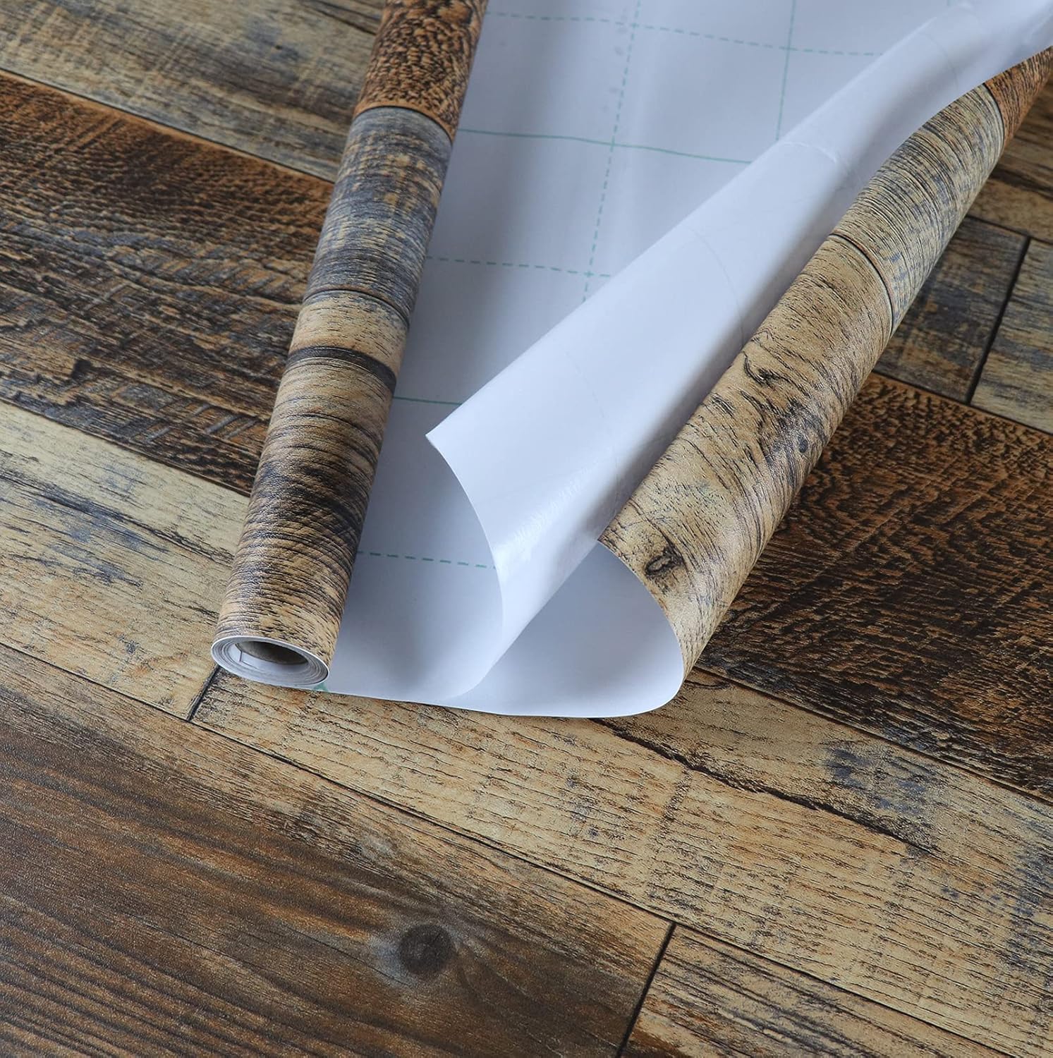 Hopeak Faux Wood Wallpaper Peel and Stick Self-Adhesive Vinyl Decorative Wallpaper Removable 35.4x196 Inches Brown