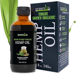 GreenIVe Hemp Oil, 8oz Glass Bottle (240mL), Natural Hemp Se…