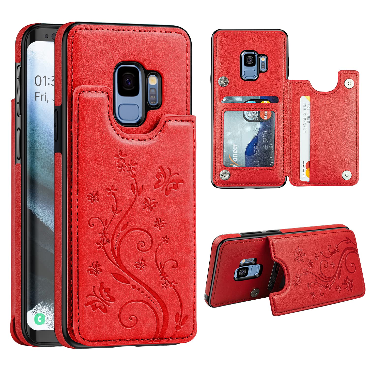 KorecaseSamsung Galaxy S9 Purse Case for Girl -Red