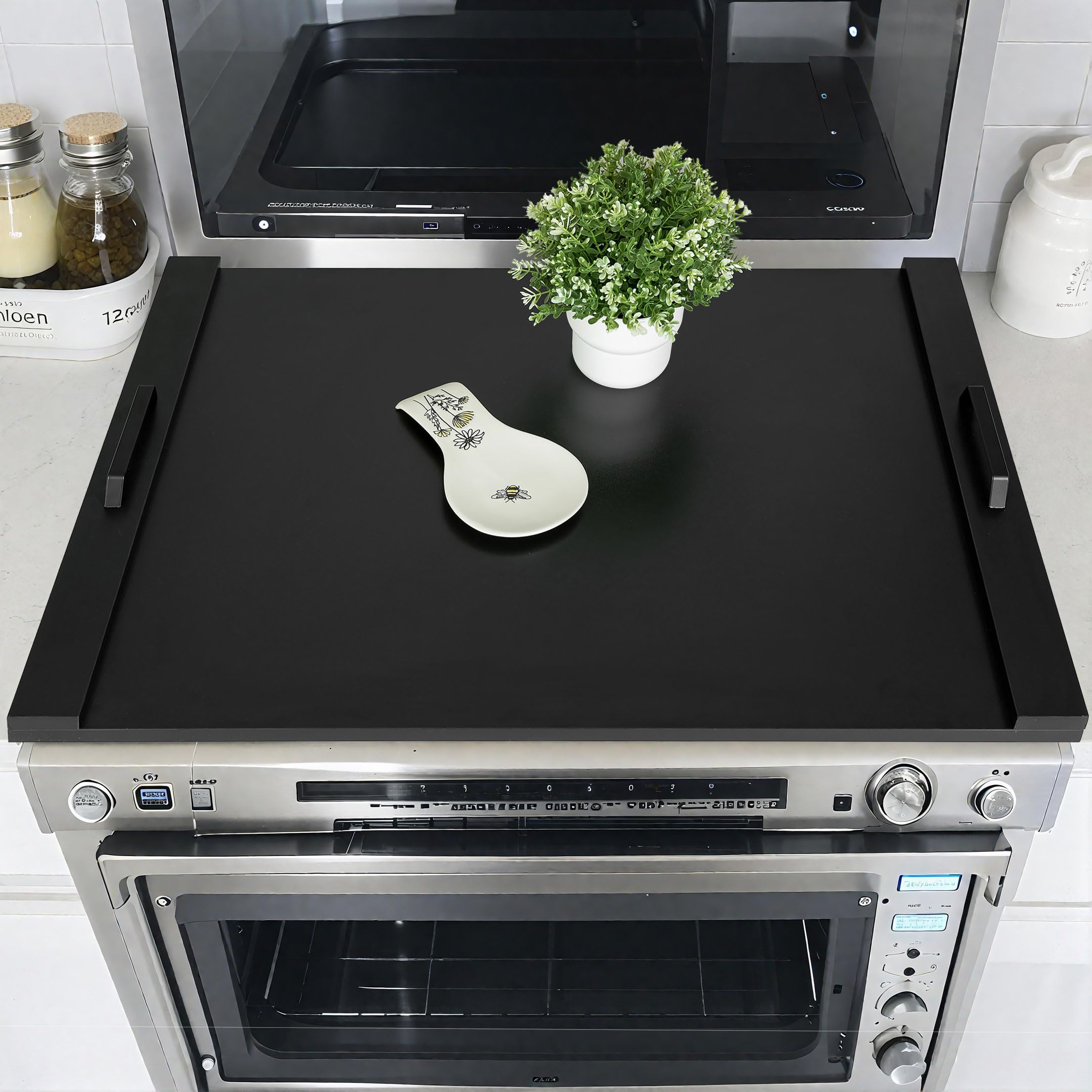 Hanobe Stove Noodle Board Cover: Black Gas Electric Cover Top Stovetop Wood for Home Kitchen Oven Large