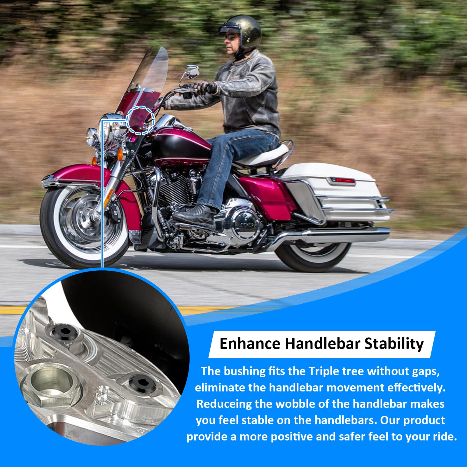 Wsays Boccole riser per manubrio CNC in alluminio billet massiccio compatibili con Harley Touring Street Glide Electra Glide Road King Road Glide 1983-2024 Fit Softail 2018-2024