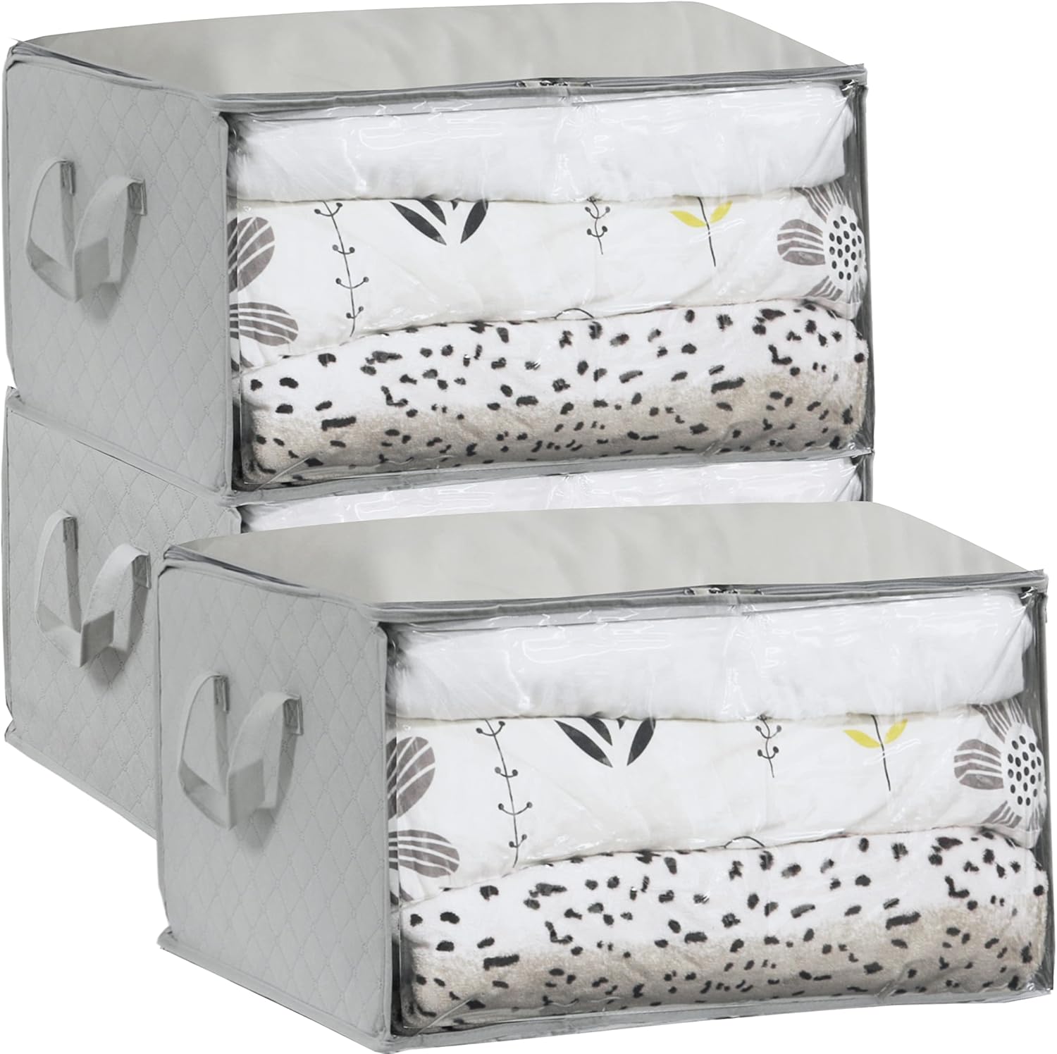 SimpleHouseware 3-Pack Large Closet Storage Bag, 24 x 17 Inch, Grey