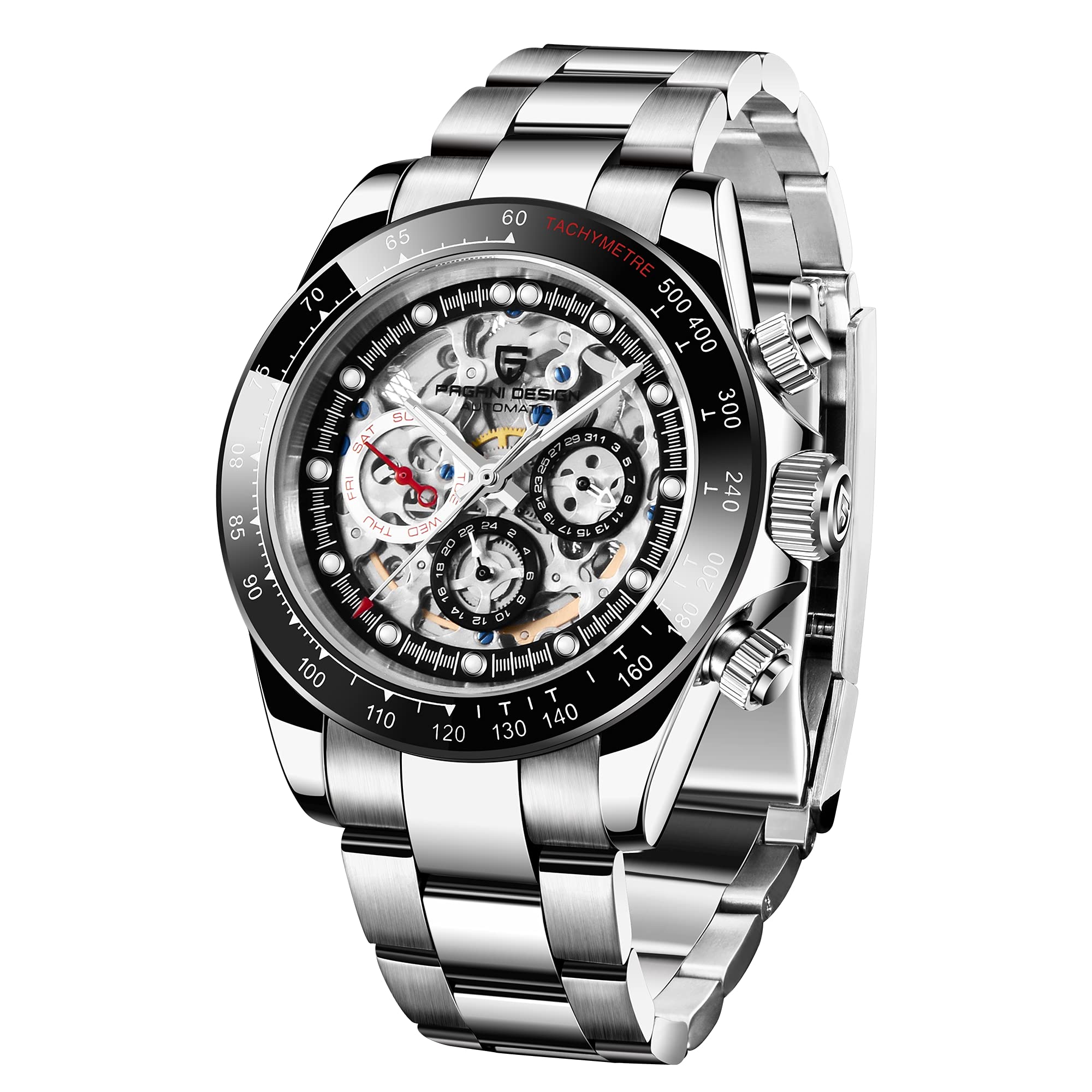BY BENYAR Pagani Design Fashion Luxury Diamond 40mm Automatic Men Mechanical Wristwatches Luxury Chronograph Military Watches Gifts for Men (1653-Automatic-Black) (B09F8SGMBT) Amazon Price History, Amazon Price Tracker