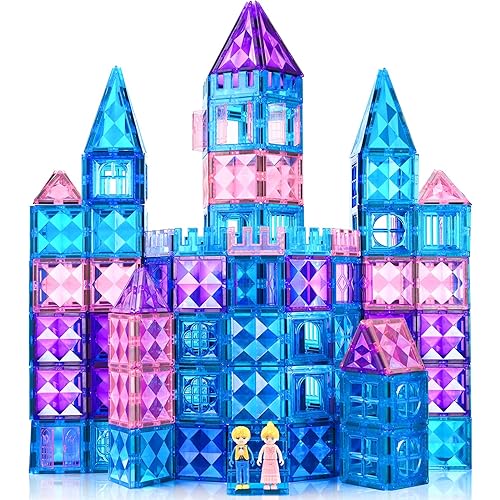 102PCS Ice Castle Magnetic Tiles, 3D Building Blocks STEM Educational Kids Toys for Pretend Play, 3 4 5 6 7 8 Year Old Birthday Gifts for Boys and Girls, Preschool Learning Toys for Birthday