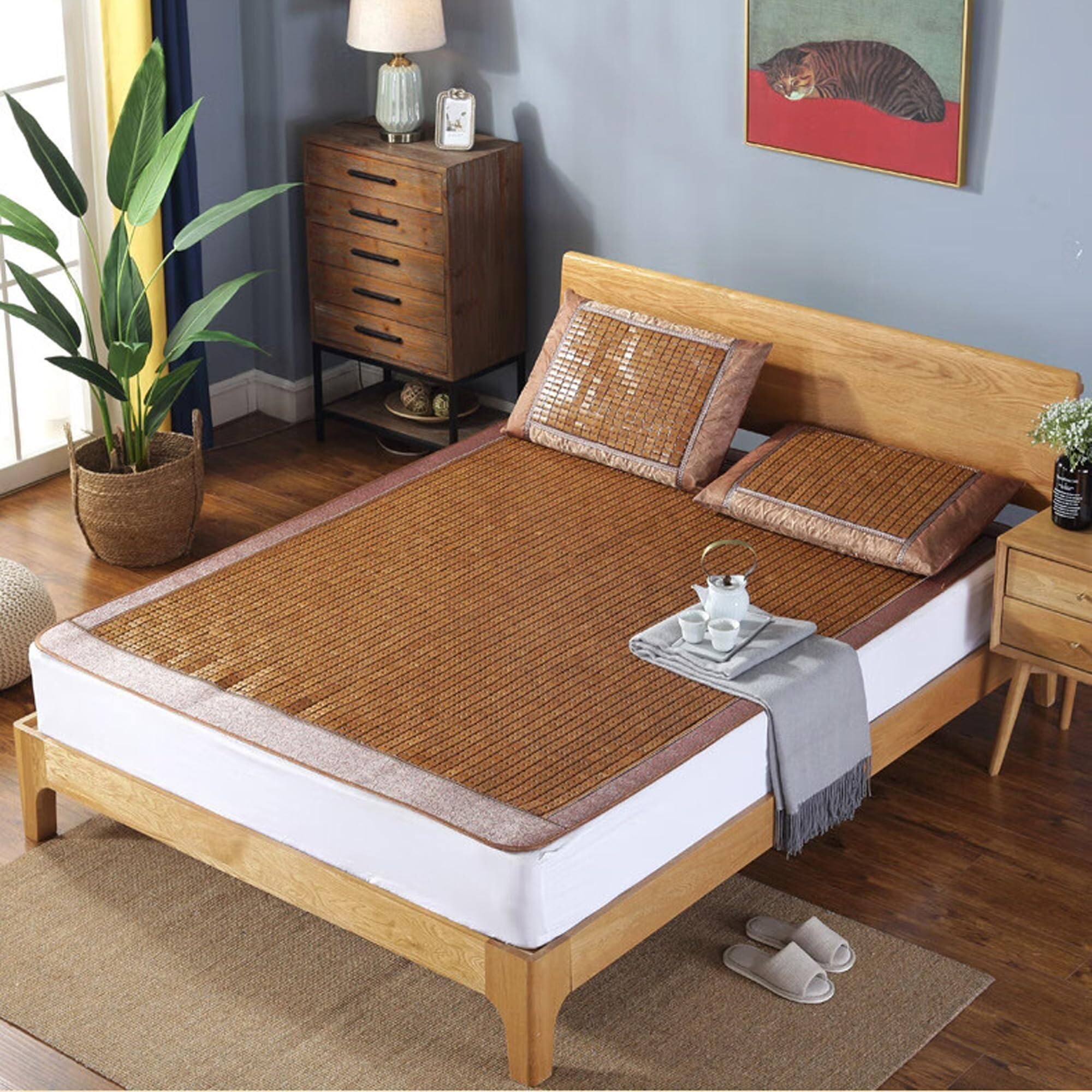 Estivo di raffreddamento treccia protezione Full Size Bamboo Tress Pad per studente letto traspirante e pieghevole copertura di raffreddamento 180 x 200 cm (70,9 x 78,7 in)