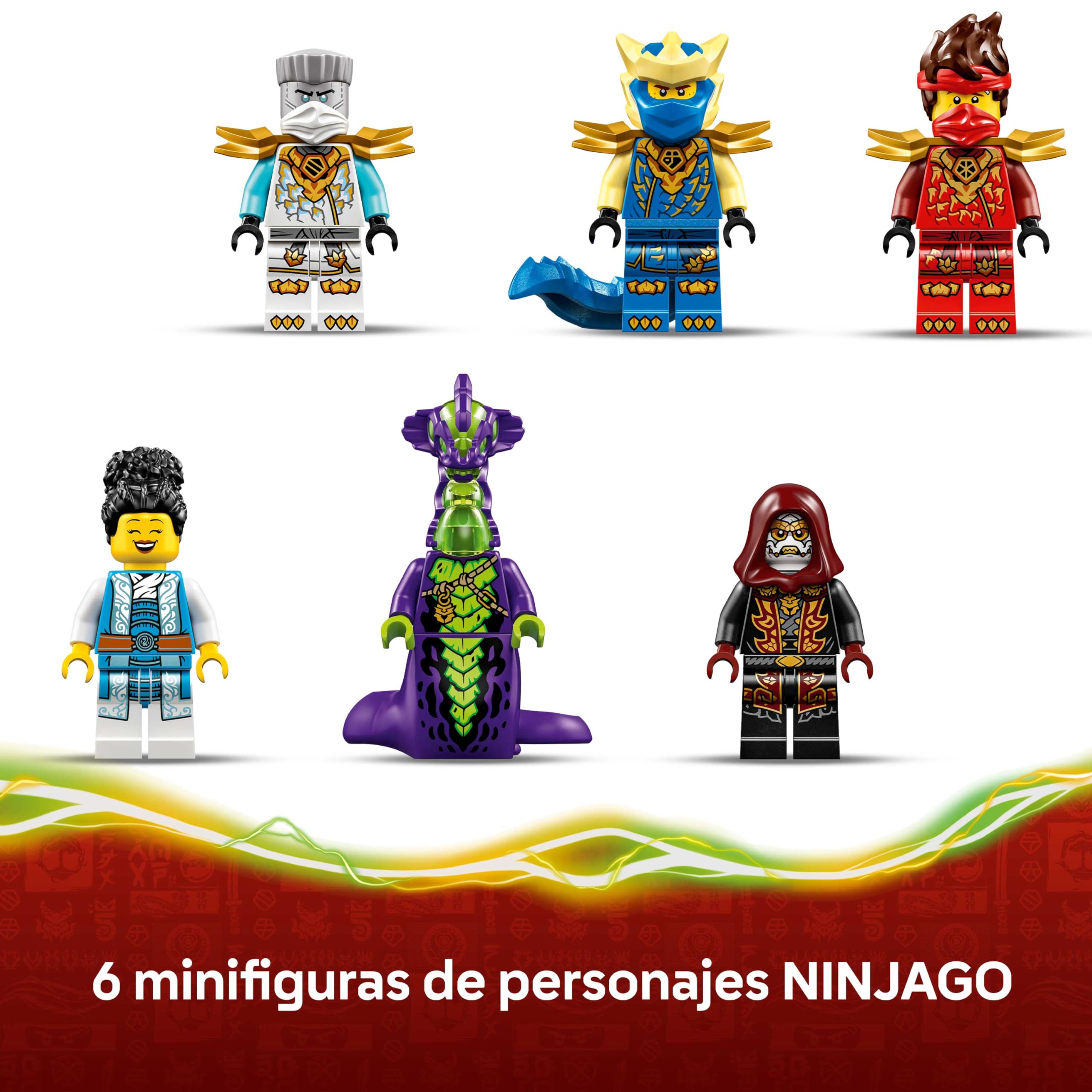 LEGO Ninjago Batalla de Vehículos Ninja Junto a la Casa del Árbol - Moto y Helicóptero de Juguete - Minifiguras de Acción con Armas Ninja - Regalo para Niños 7+ Años - 71857