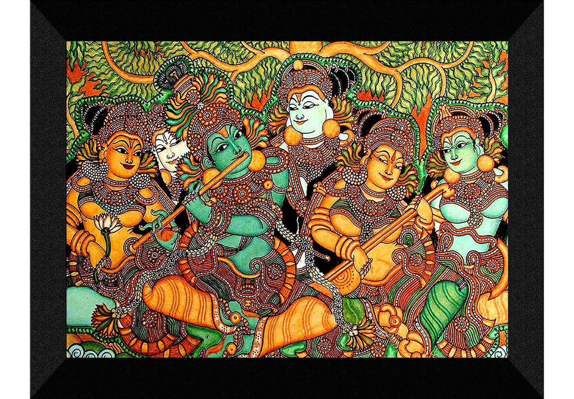 SAF paintings Kerela Mural Art Religious Black frame painting for Wall Decoration,Home and Office OL-SANFK33347