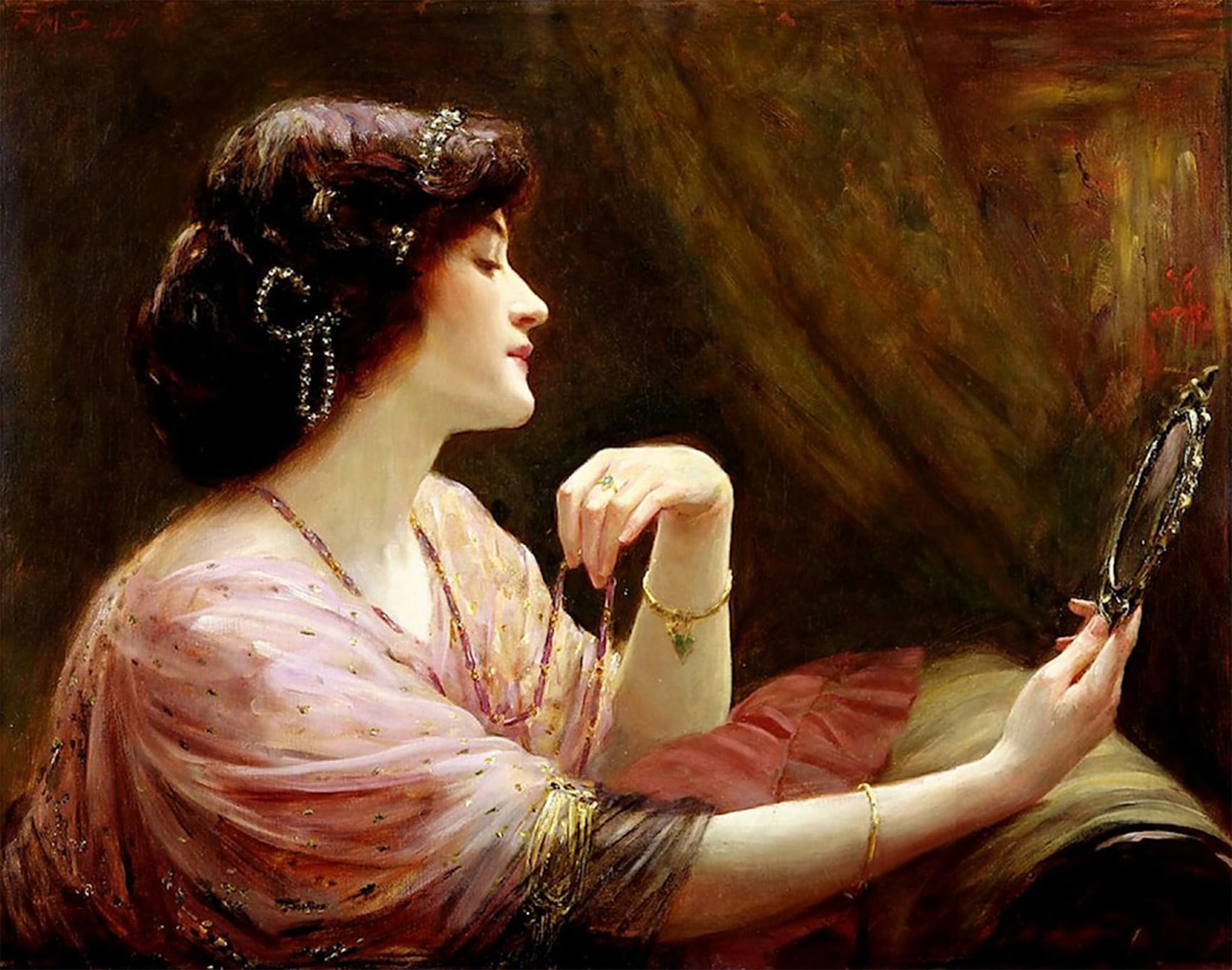 Cuadro El espejo de Frank Markham Skipworth lienzo 60x90cm 5