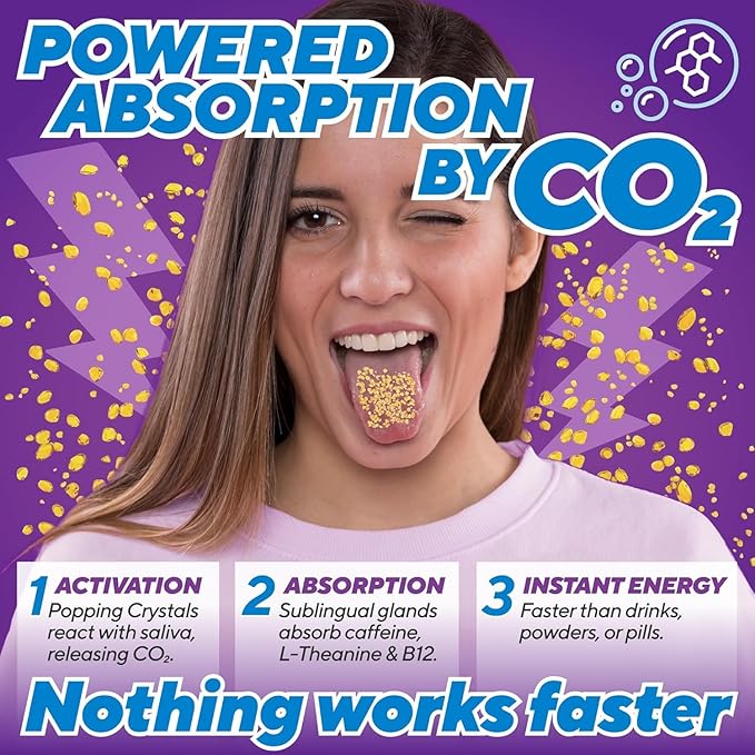 No Water Energy Packets - Instant Energy Supplement with 100mg Caffeine + L-Theanine + B12, Pre Workout, Zero Crash Formula (6 Sachets, Cherry Berry & Pineapple Mango)