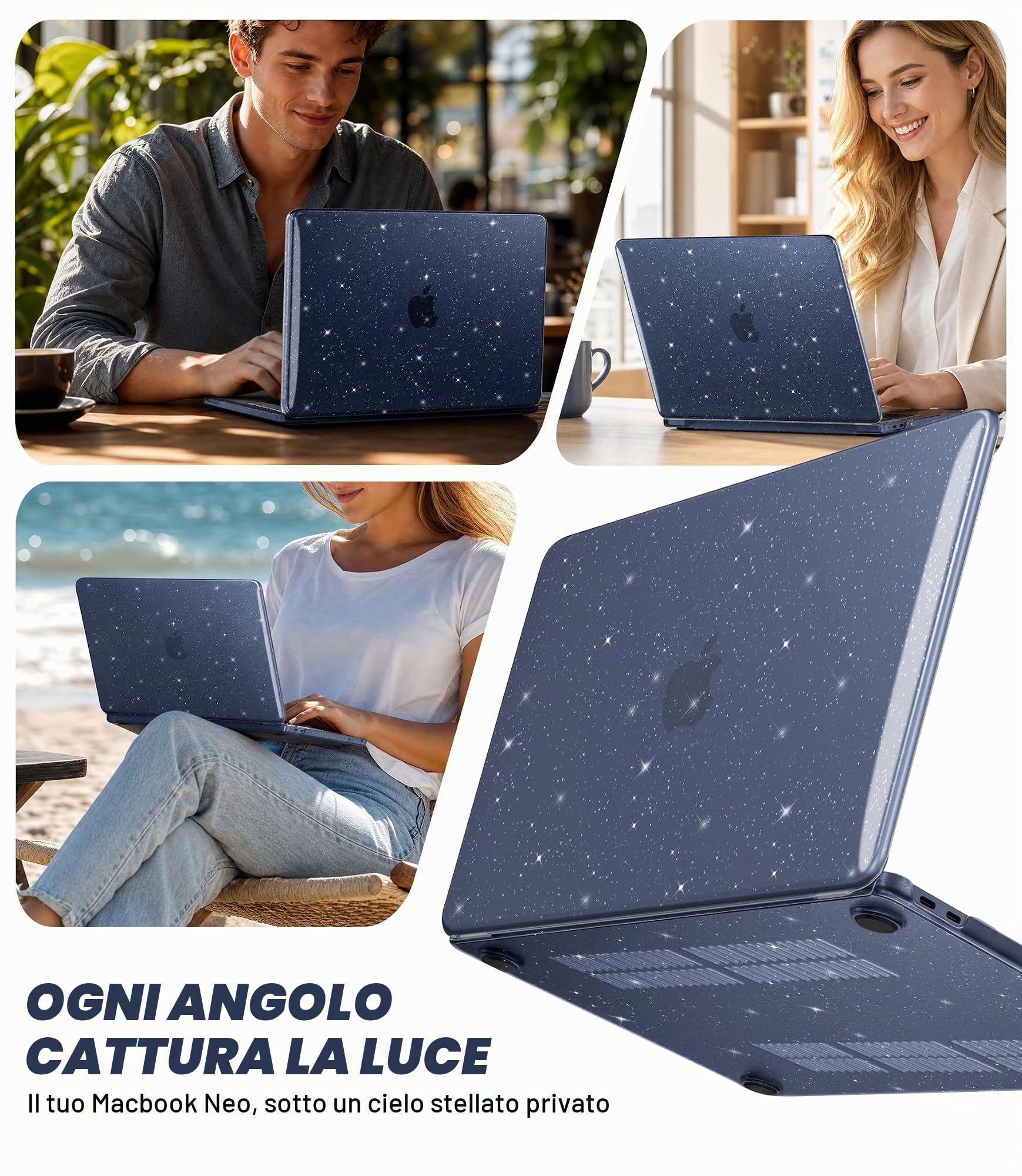 NEWZEROL Cover Compatibile con MacBook Neo, Antigraffio e Antiurto, Ultra Sottile, Custodia Rigida in Plastica Glitterata per Macbook Neo 2026 - Transparente