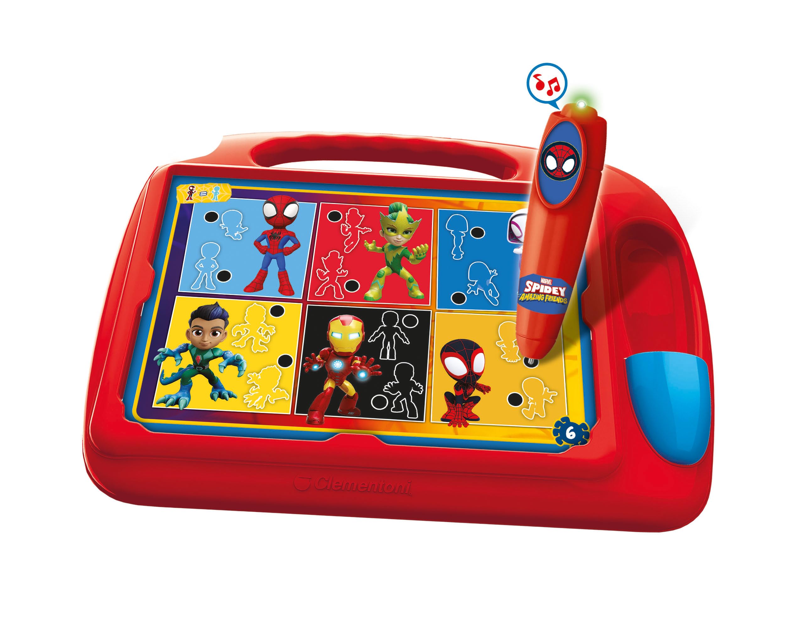 Clementoni Sapientino - Travel Quiz Marvel Spidey Amazing Friends con Penna Interattiva, Schede Educative per Bambini 4 Anni, Gioco Elettronico Parlante, Batterie Incluse, Made in Italy, 16806