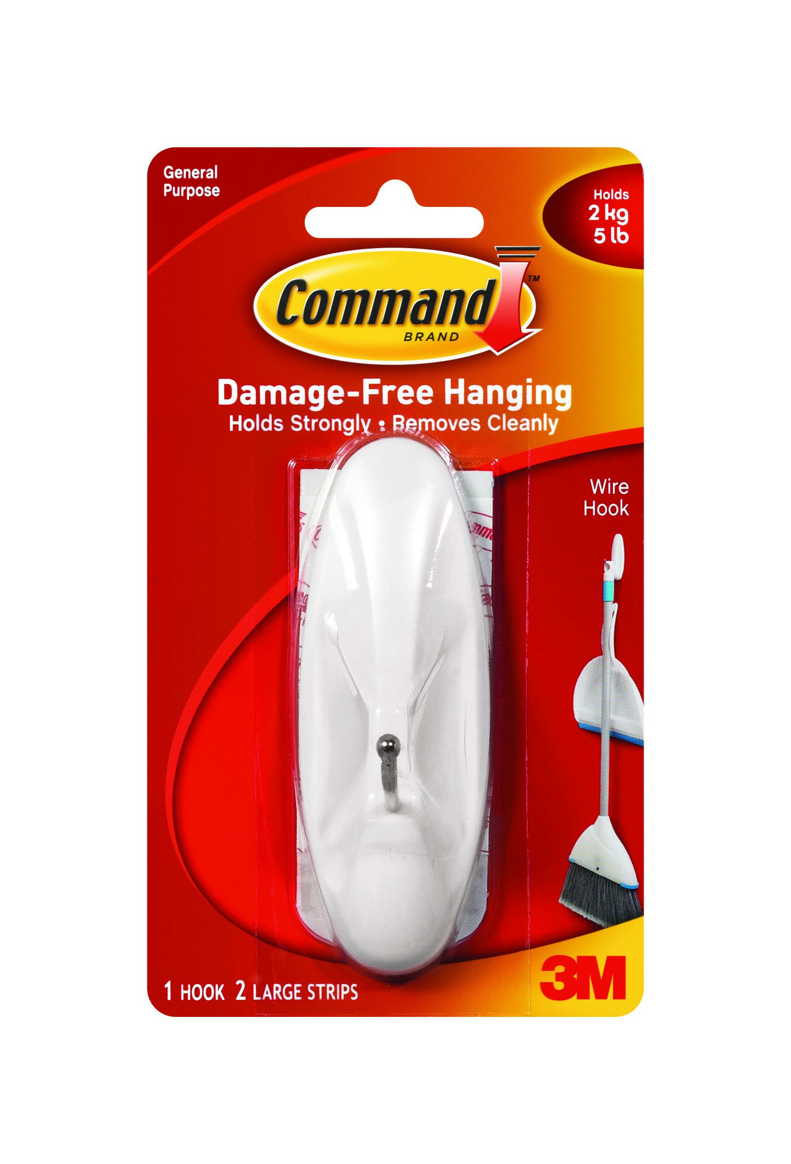 Tiras Command 17069 alambre gancho grande adhesivo para paredes de interior