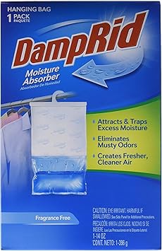DampRid Fragrance Free Hanging Moisture Absorber, Inhibits Mold and Mildew, 14 ounce, pack of 6