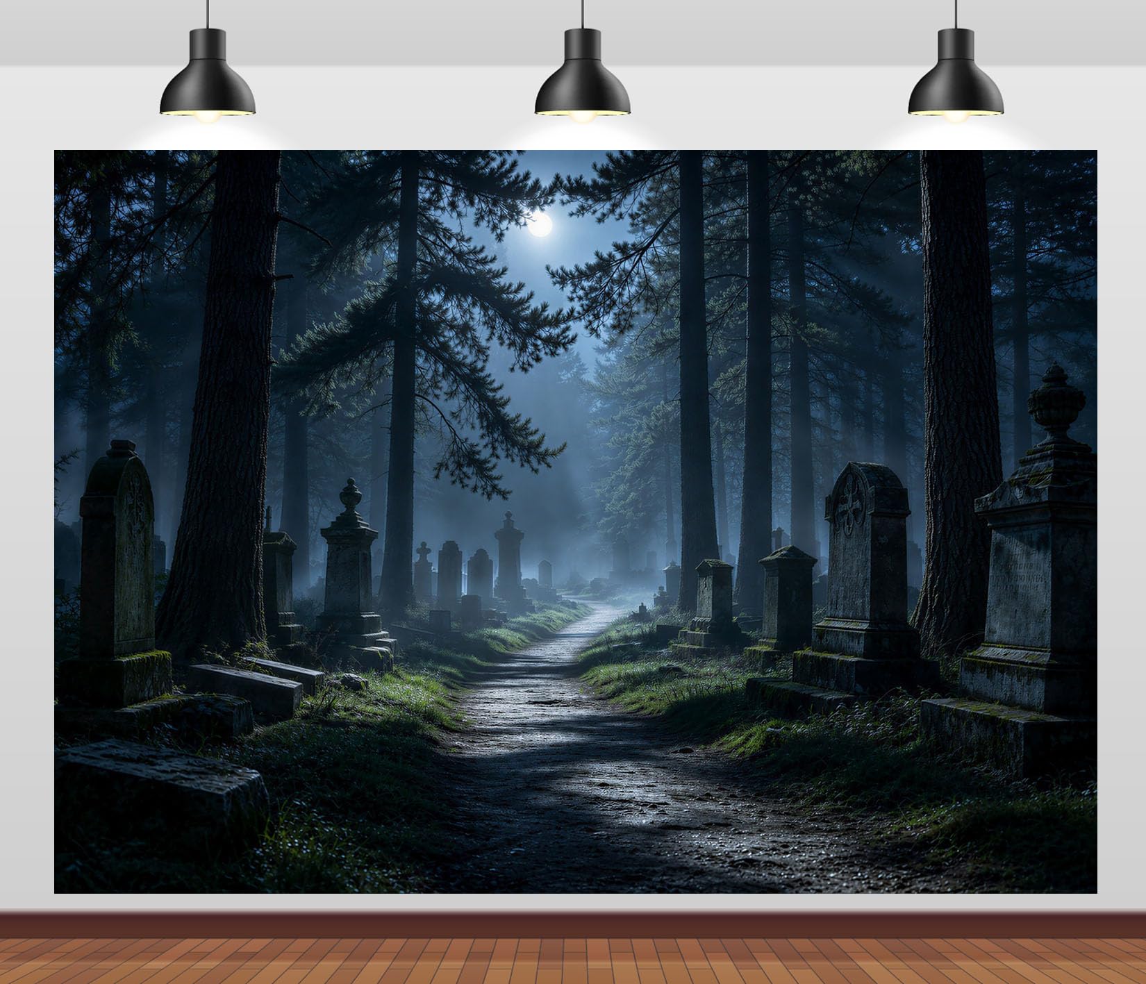 17x10FT (5.2x3m) Sentiero Cimitero Nel Bosco Sfondo Fotografico