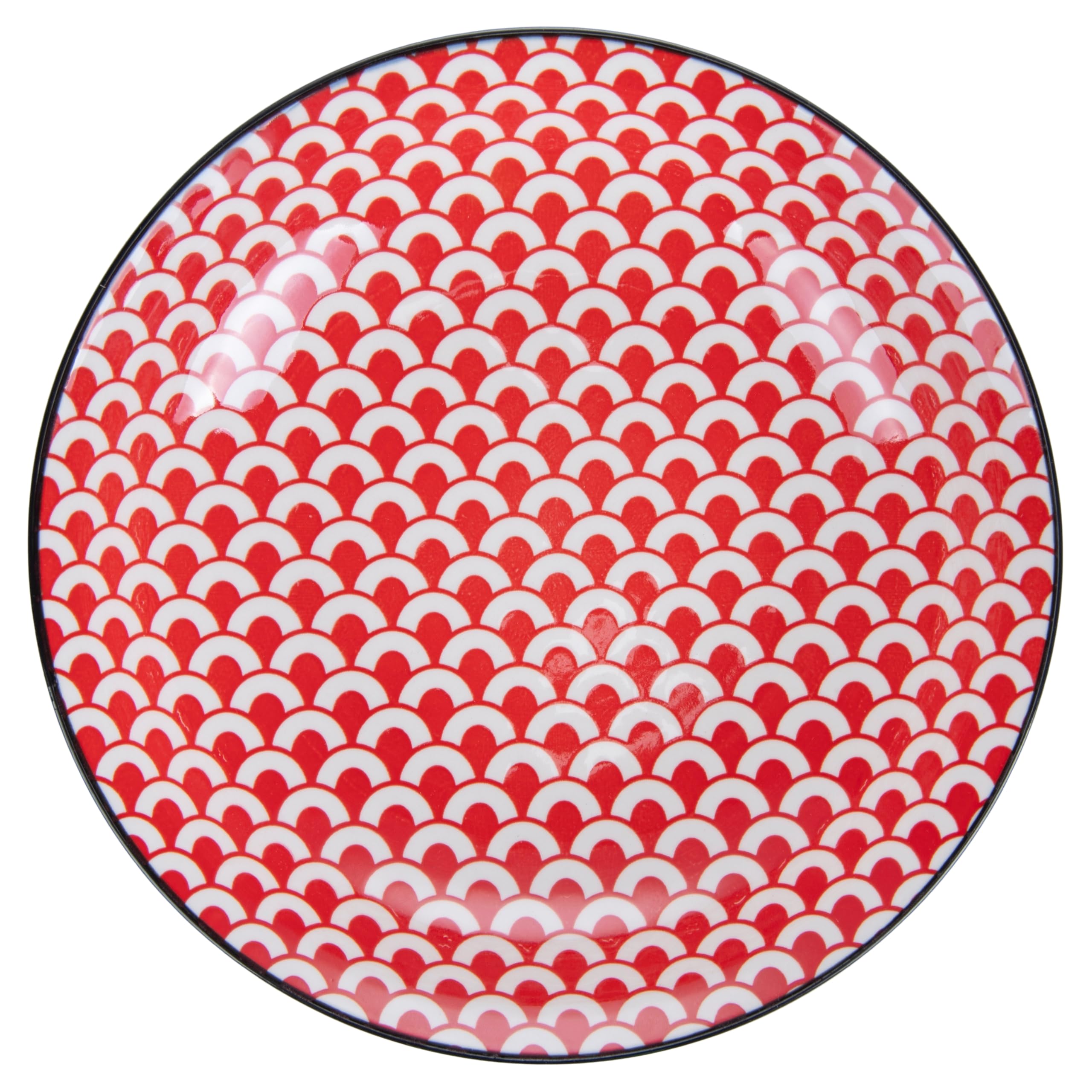 Lot de 6 assiettes creuses en grès, décor géométrique, Confusion