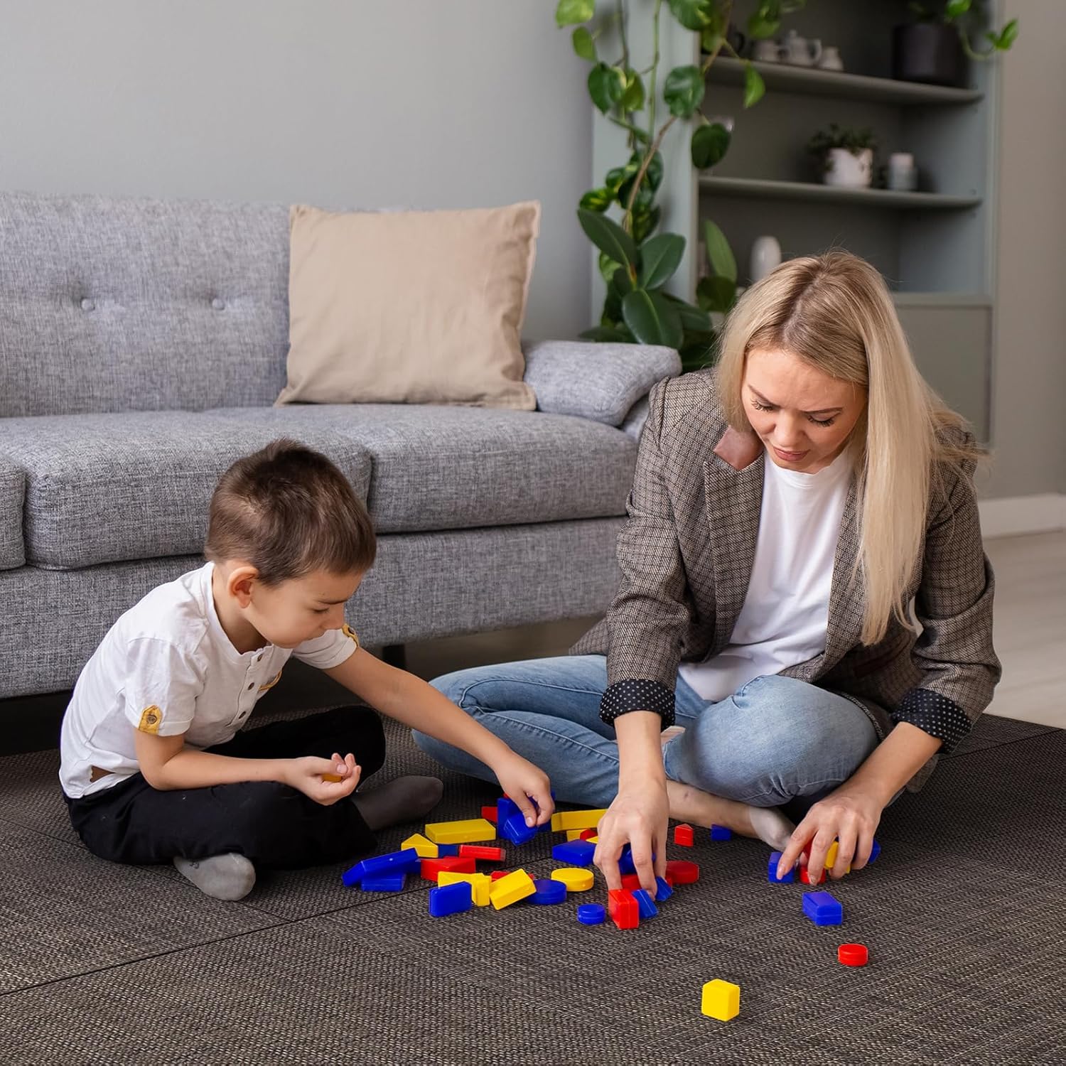 HAGiHARA Japanese Tatami Mat, PVC Patchwork Tatami Floor Mats, 96" x 64" Foldable Square with Non-Slip Design for Bedroom, Sleeping, Crawling and Yoga(Dark Gray/6 Picecs)
