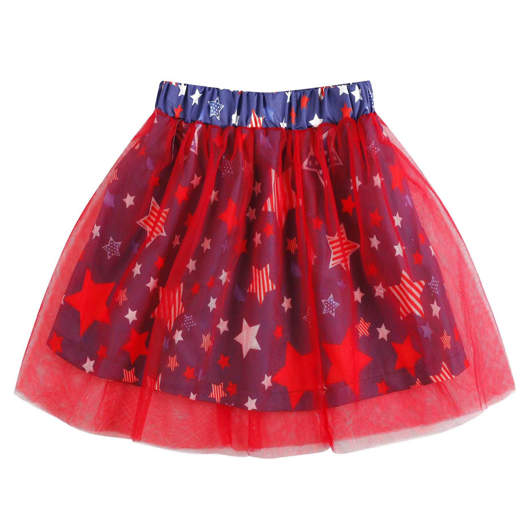 RETSUGO Conjunto de falda tutú de tul para niñas pequeñas del 4 de julio, vestido con estampado de corazón y bandera estadounidense, 2-8 años