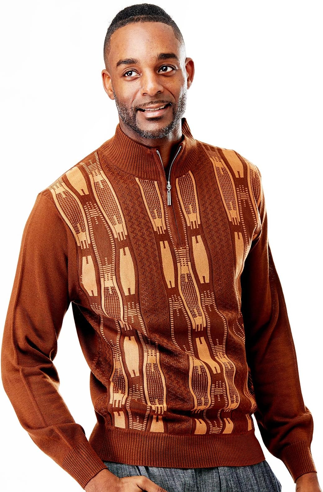 STACY ADAMS Men's Sweater, Vertical Neo Chain Front Design