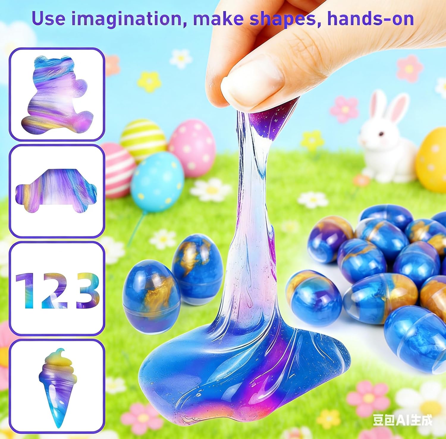 Christmas Hanging Slime Kit Prefilled Easter Eggs Galaxy Slime Toys, Teens Easters Basket Stuffers Egg Fillers, Games Gift Egg Hunt Easter Party Favors Filled