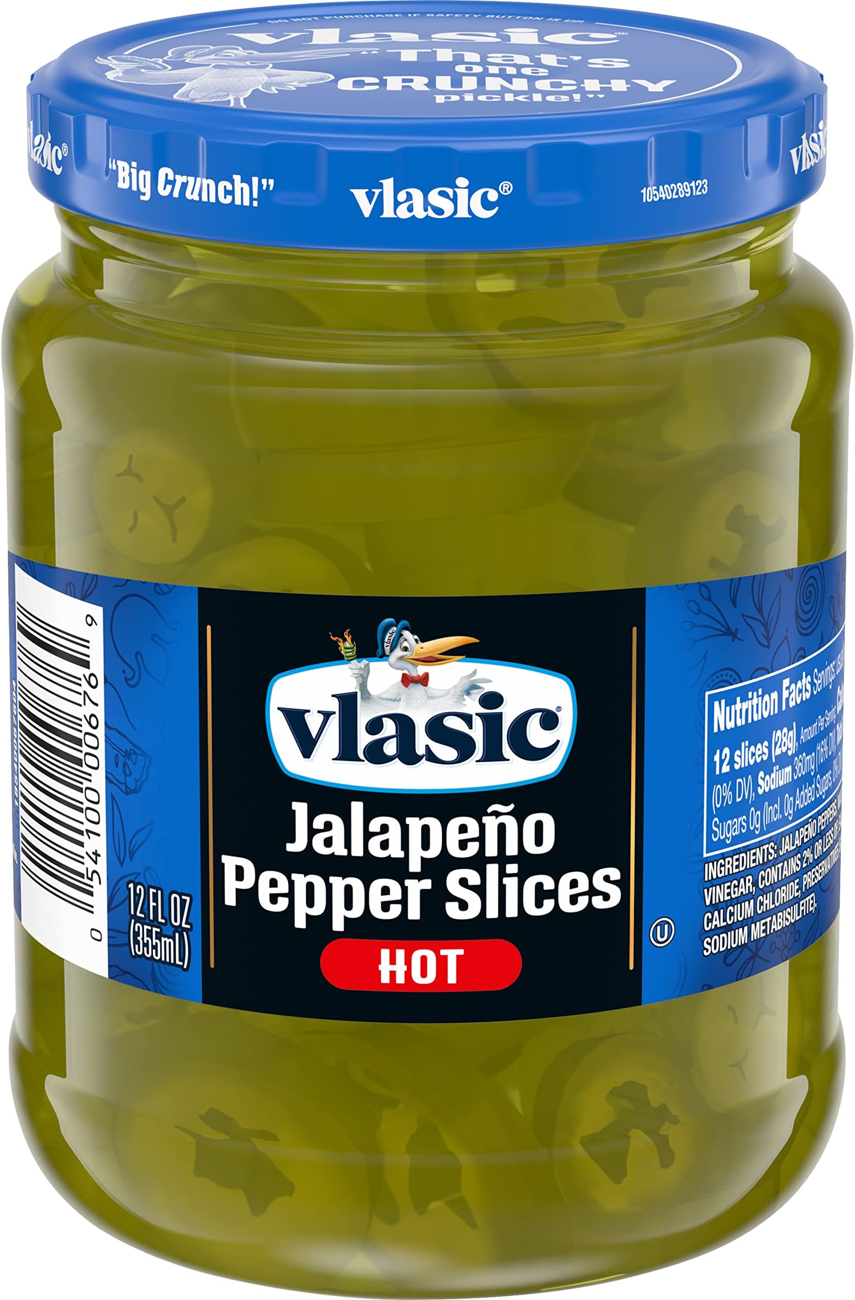 Vlasic Deli Style Hot Jalapeno Pepper Slices, Keto Friendly, 12 FL OZ