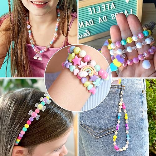 Miniatura 4 de Craftdady 280 cuentas redondas acrílicas de 0.394 pulgadas (0.394 in), cuentas focales de color AB de bola redonda, coloridas cuentas espaciadoras