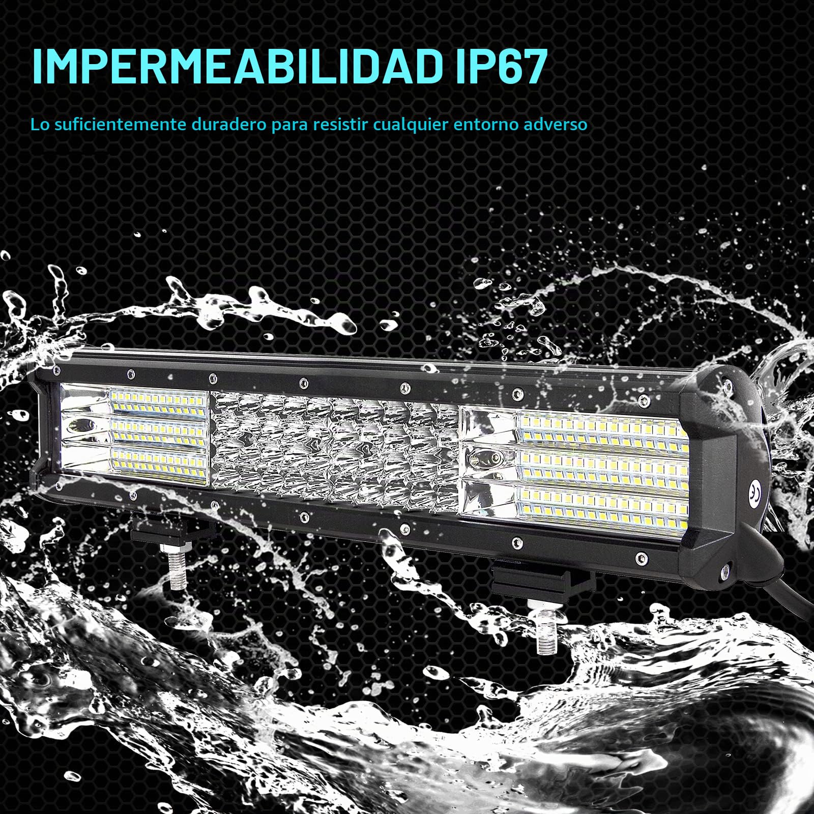 RIGIDON 38cm 15 pulgadas 390W barra led 4x4, 2Pcs 4 pulgadas 60W focos led tractor y 12V arnés de cableado, barra luminosas led faros trabajo lámpara para off road camión coche ATV SUV todoterreno