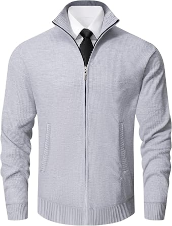Vcansion Mens Cardigan Sweaters Classic Full Zip Knitted Cardigan Sweater with Pockets