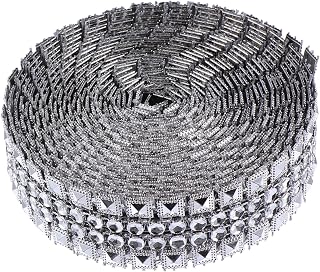 Veemoon Silver Spiked Rhinestone Mesh Ribbon Wide for DIY Garment Accessories Wedding Party Cake Decor Handmade Sparkling Craft Trim