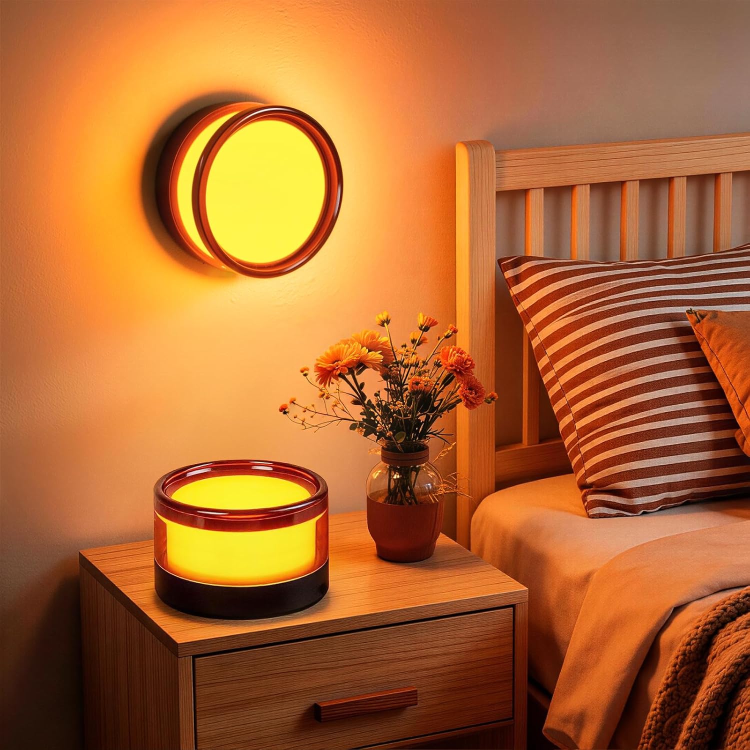 2Pack Round LED Wall Sconce Light, Waterproof IP65 9W 3000K Warm White Modern Wall Sconces, Minimalist Indoor Wall Lights for Bedroom, Hallway, Staircase, Living Room, Sofa Background Decor Lighting