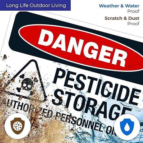 Miniatura 5 de Danger - Cartel autorizado para almacenamiento de pesticidas, 10 x 7 pulgadas, calcomanías de vinilo de 4 mil resistentes a la intemperie,